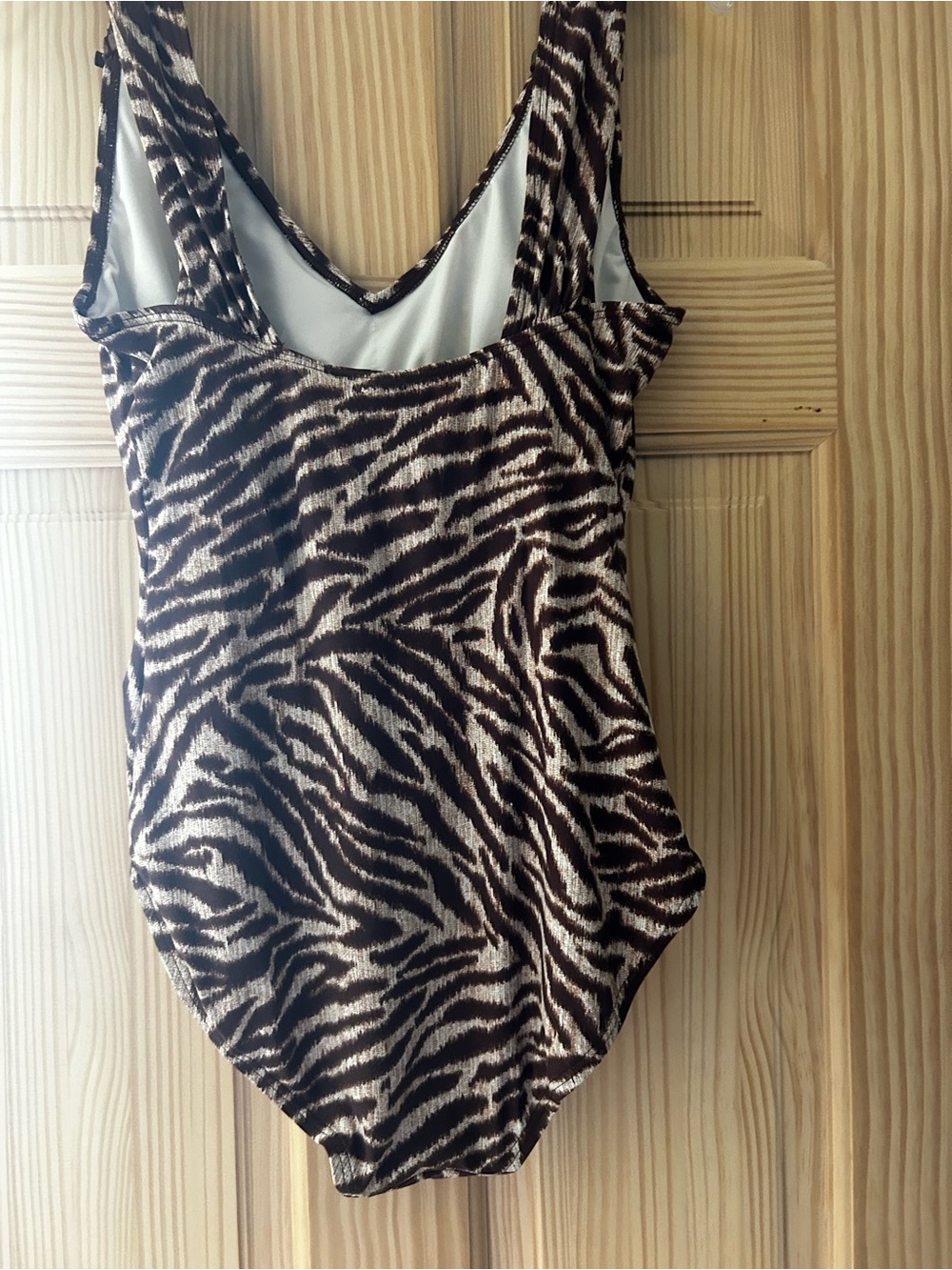 women’s Michael Kors swimsuit Zebra Print One-Piece Swimsuit - brown & Cream - Picture 3 of 4